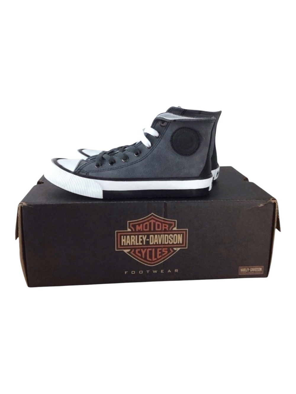 Harley-davidson sneakers grey suede women size 5 white rock bikercore moto